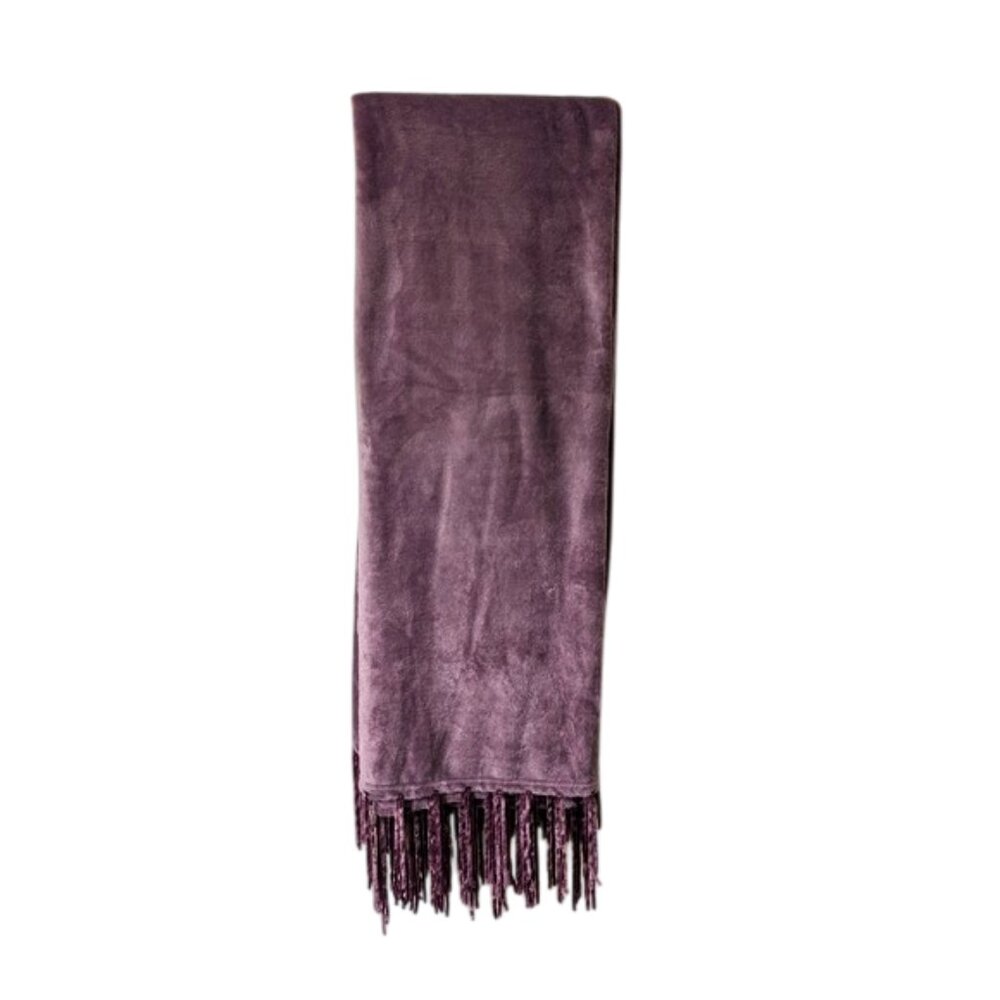 Elle Decor Velvet Plum Throw with Fringe